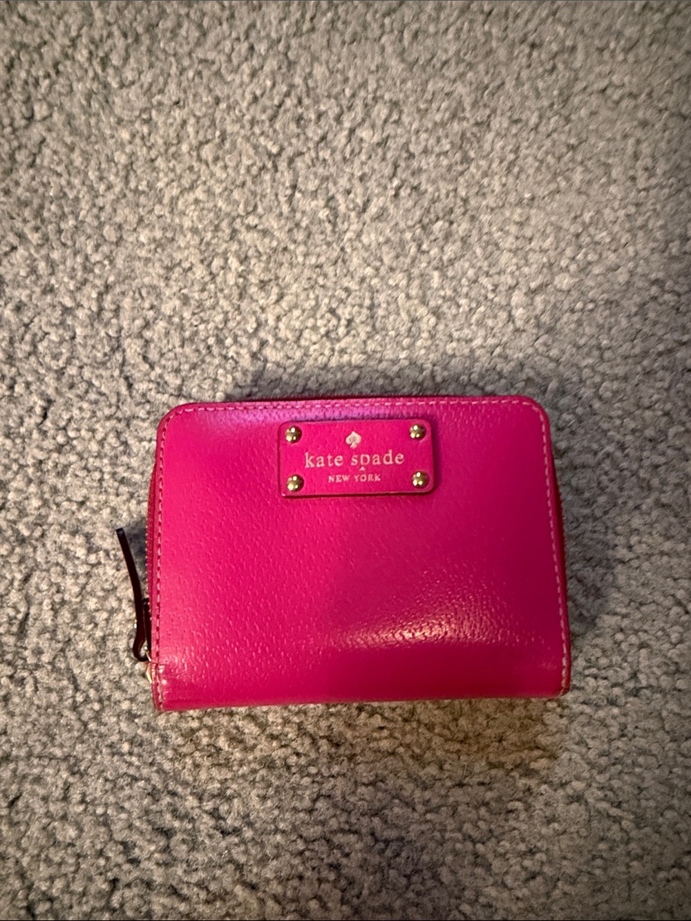 kate spade Hot Pink Leather Zip-Around Card Wallet